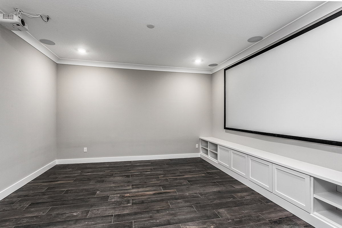 Custom Media Room with Projection Screen